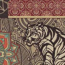 Elaborate Golden Tiger and Mandala Print Paper ~ Rossi Italy